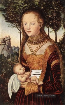  Mutter Kunst - Junge Mutter und Kind Renaissance Lucas Cranach der Ältere
